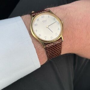 Seiko Men’s Vintage Watch 33mm Gold Tone Round w/ Breguet Numerals (New Battery)